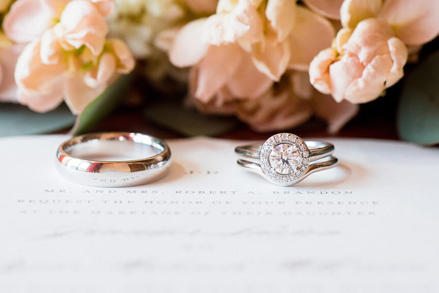 Bride and Groom diamond wedding rings 