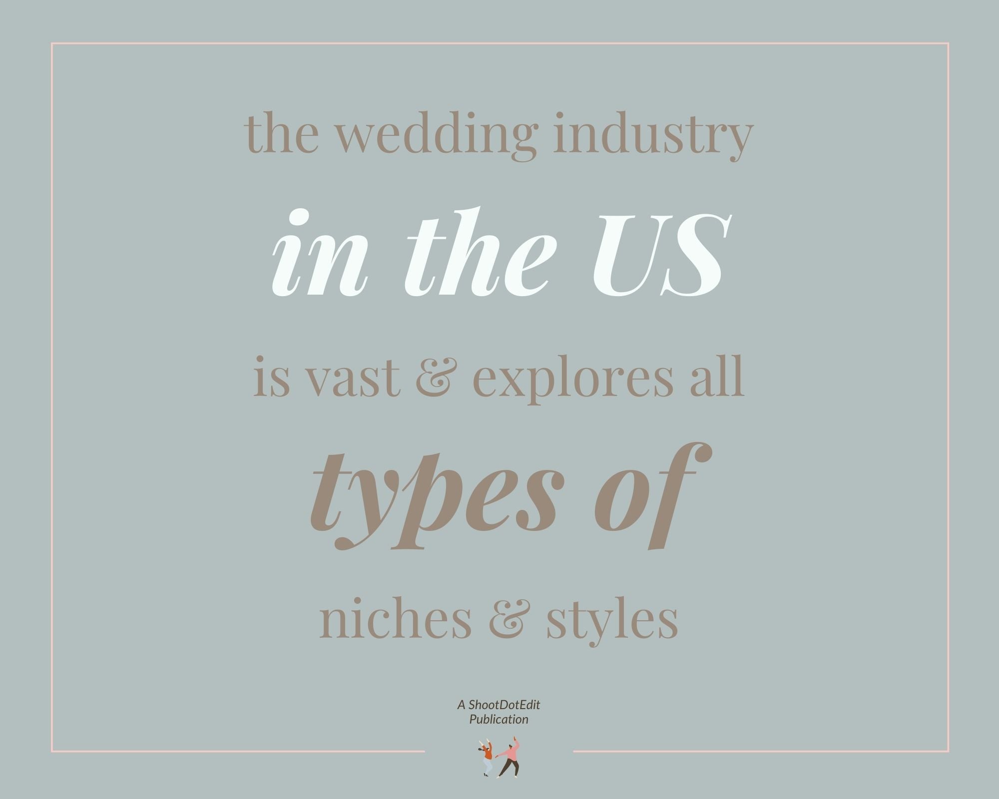 Infographic stating the wedding industry in the US is vast & explores all types of niches & styles