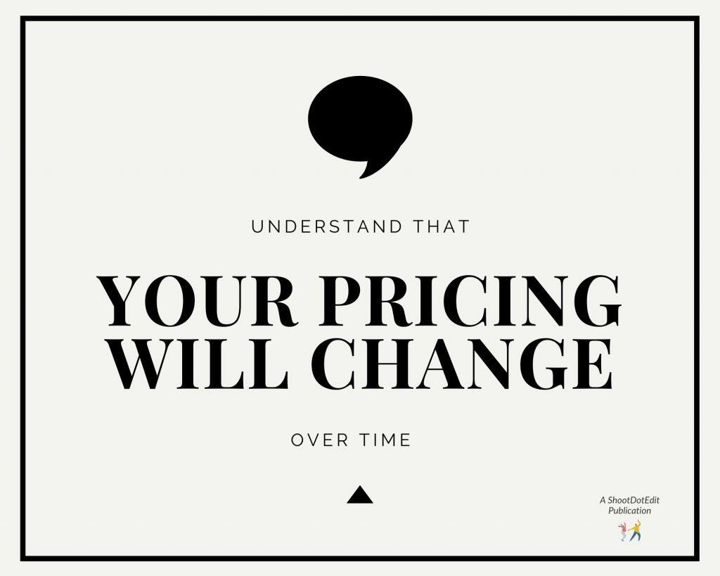 Infographic stating understand that your pricing will change over time