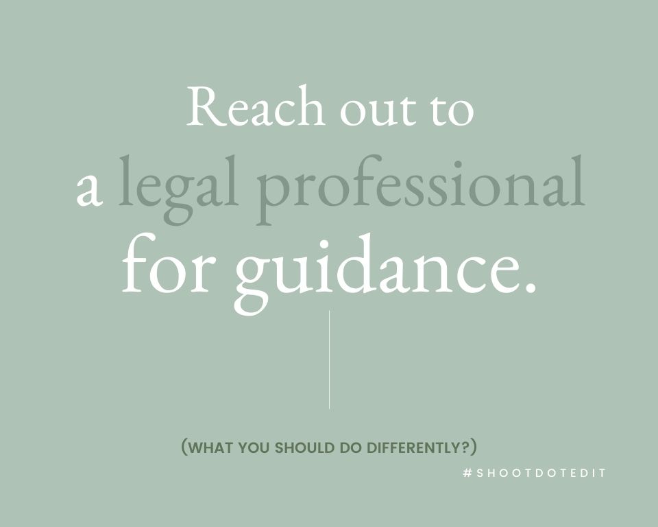 Infographic stating reach out to a legal professional for guidance