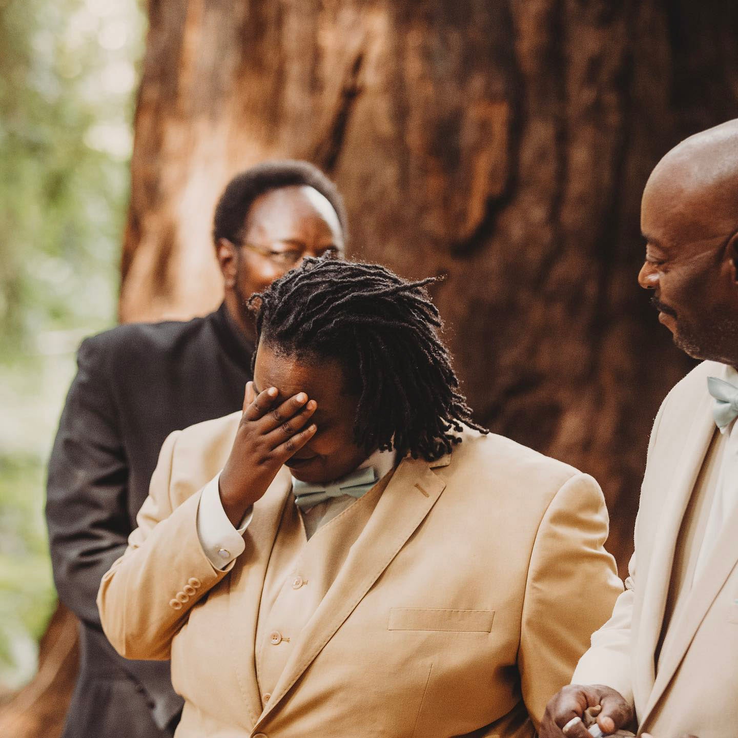 an emotional moment at a wedding ceremony