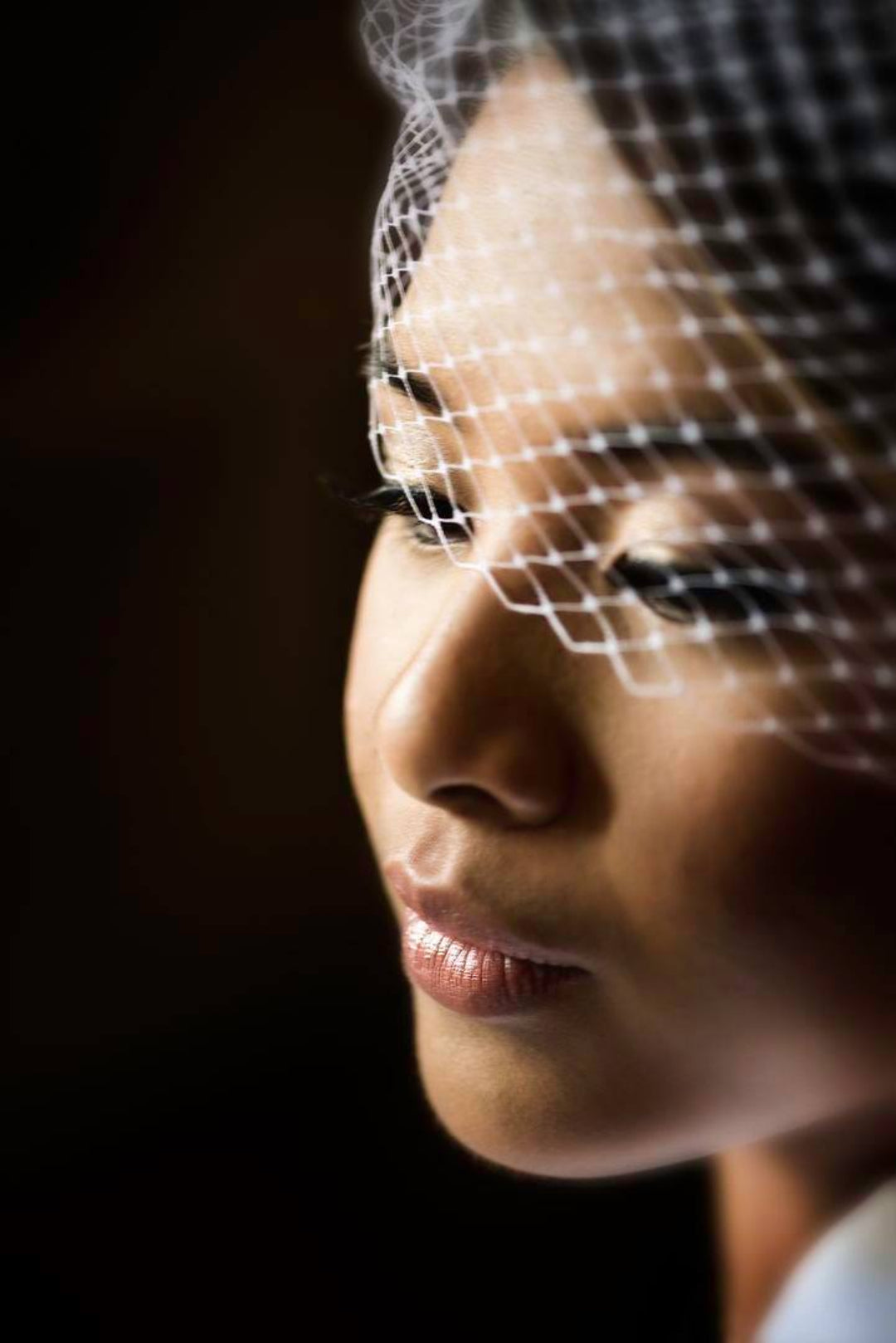 Close up portrait of a bride's face