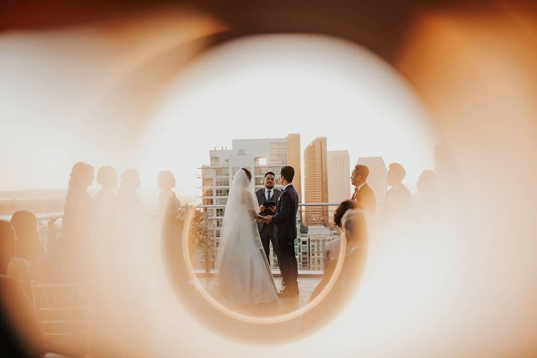 A couple standing at the altar during the ceremony