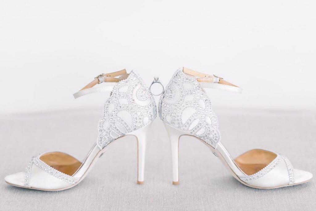 a pair of bridal shoes