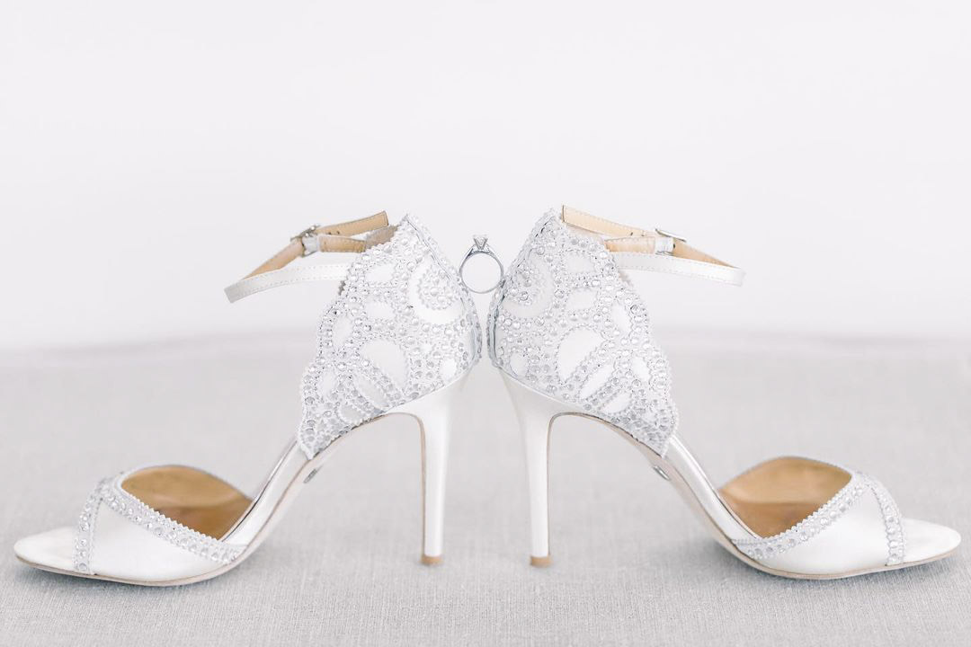 a beautiful wedding detail shot of a bride's wedding shoes