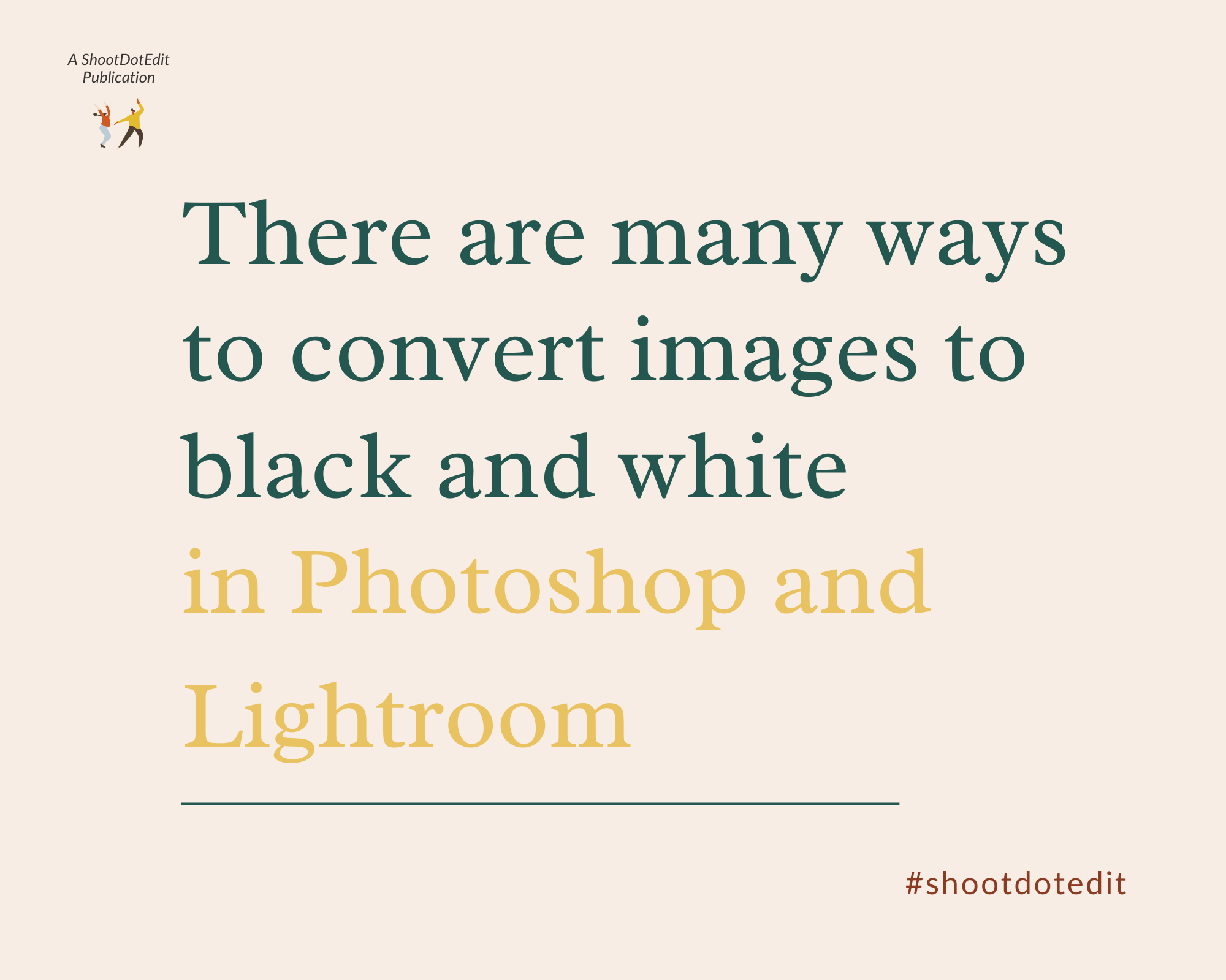 Infographic stating there are many ways to convert images to b&w in Photoshop and Lightroom