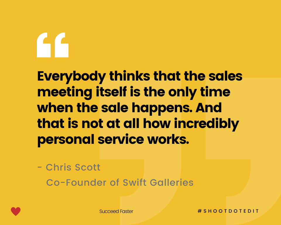 Infographic stating everybody thinks that the sales meeting itself is the only time when the sale happens. And that is not at all how incredibly personal service works