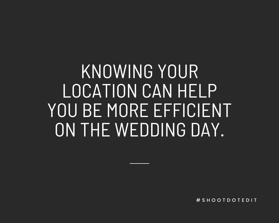 Infographic stating knowing your location can help you be more efficient on the wedding day