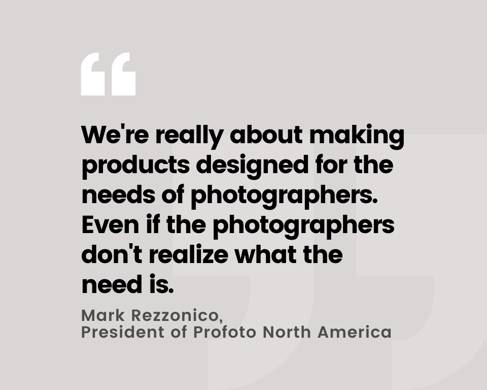 Infographic stating a quote from Mark Rezzonico, the president of Profoto North America