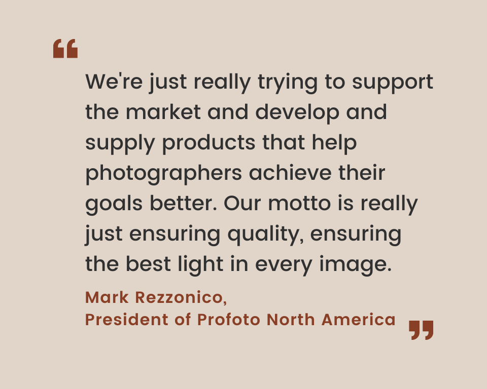 Infographic stating a quote from Mark Rezzonico, the president of Profoto North America