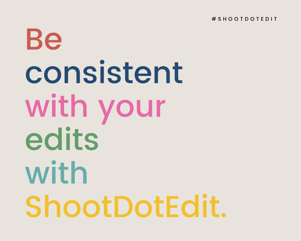 infographic stating be consistent with your edits with ShootDotEdit