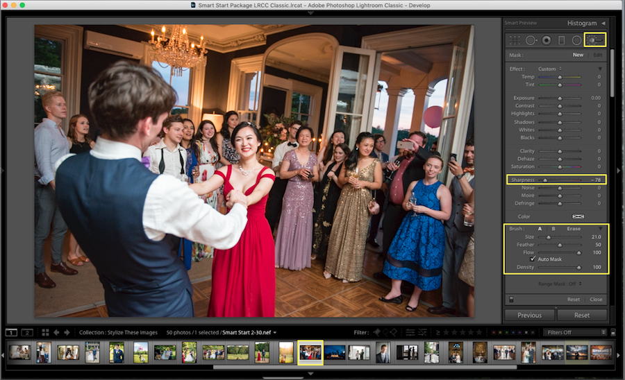 lightroom brush sharpness adjustment