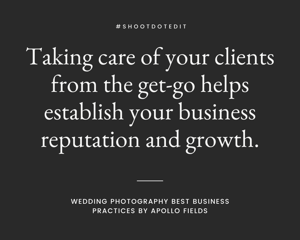 infographic stating taking care of your clients from the get-go helps establish your business reputation and growth