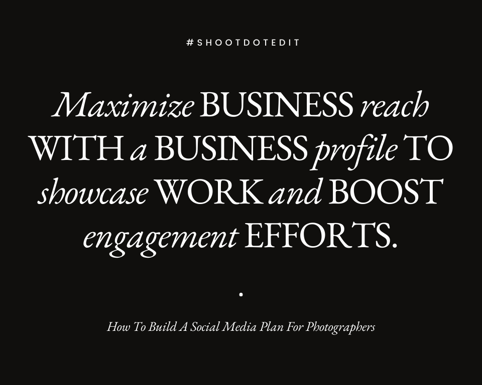 infographic stating maximize business reach with a business profile to showcase work and boost engagement efforts