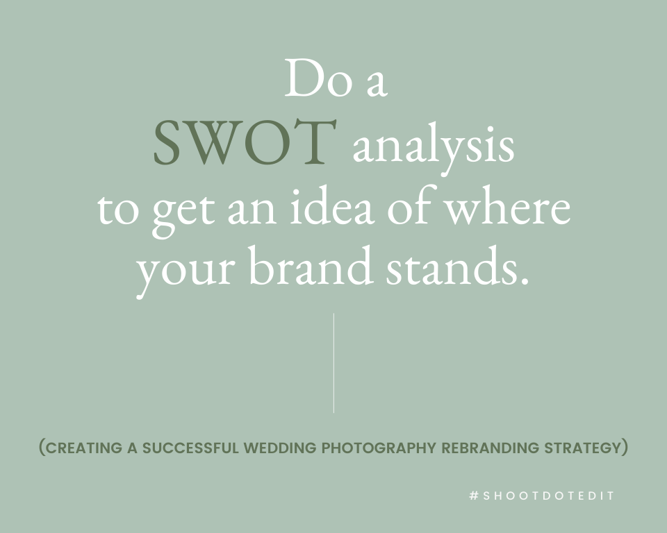 infographic stating do a SWOT analysis to get an idea of where your brand stands