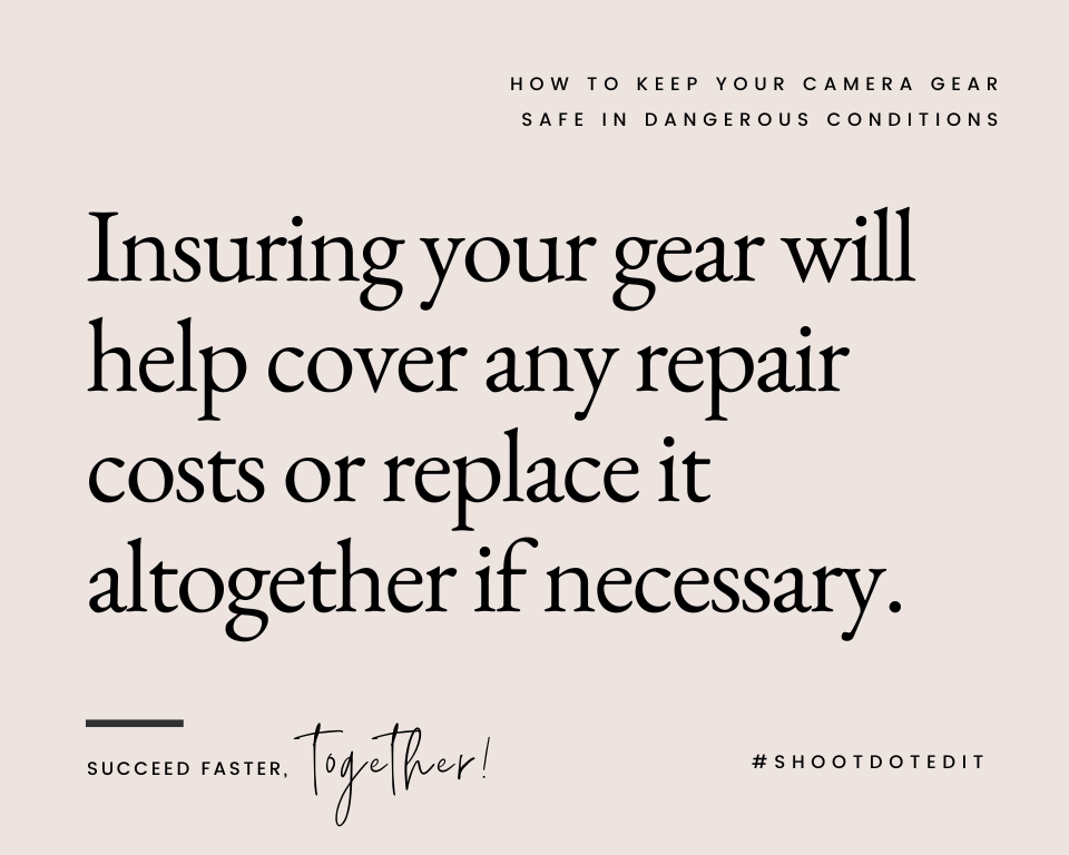 infographic stating insuring your gear will help cover any repair costs or replace it altogether if necessary