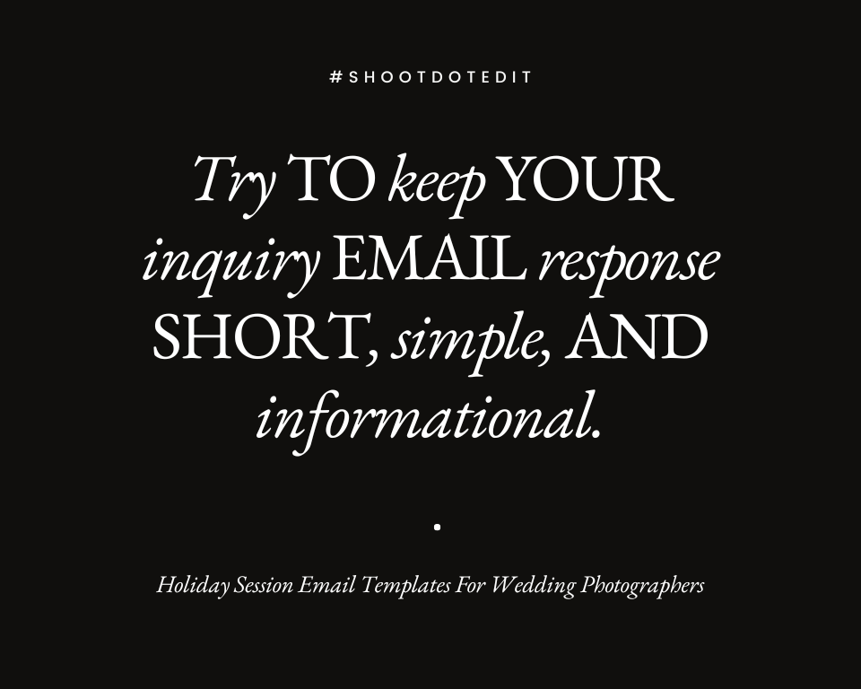 infographic stating try to keep your inquiry email response short, simple, and informational