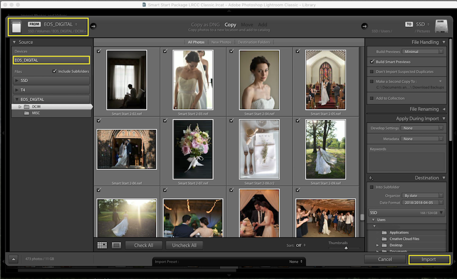 import images lightroom