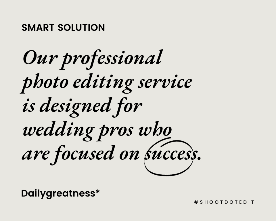 infographic stating our professional photo editing service is designed for wedding pros who are focused on success