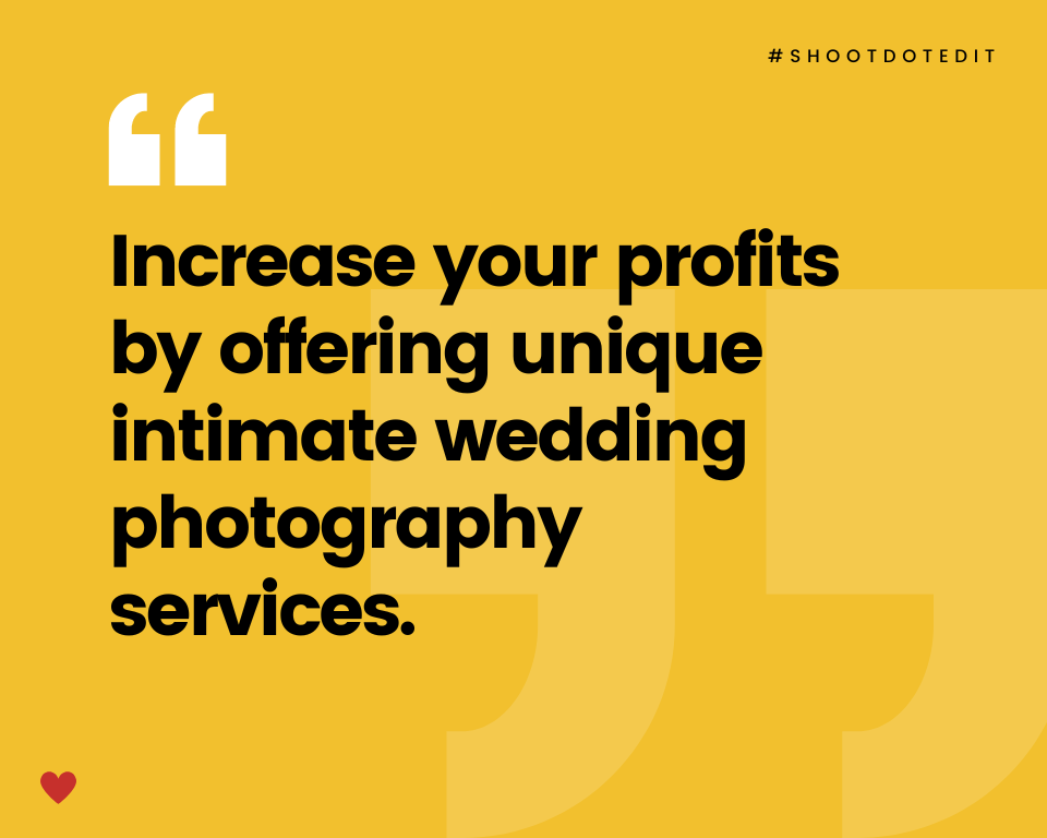 infographic stating increase your profits by offering unique intimate wedding photography services