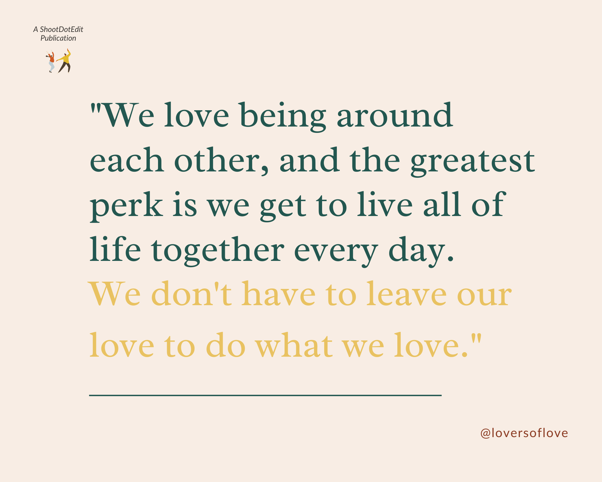 Infographic stating a quote from Lovers of Love