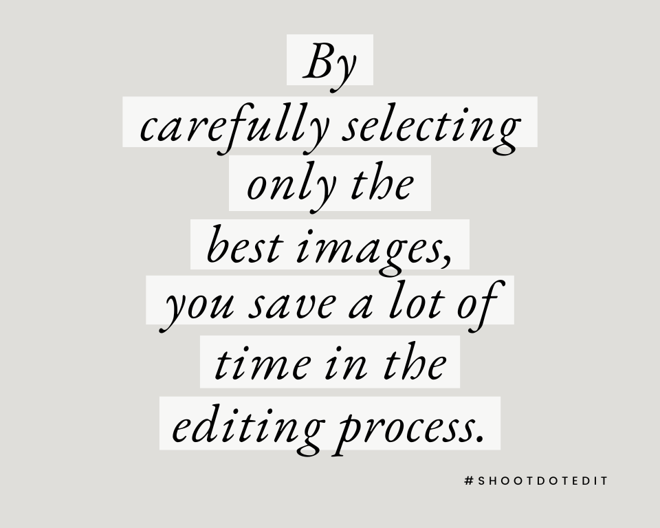 infographic stating by carefully selecting only the best images, you save a lot of time in the editing process