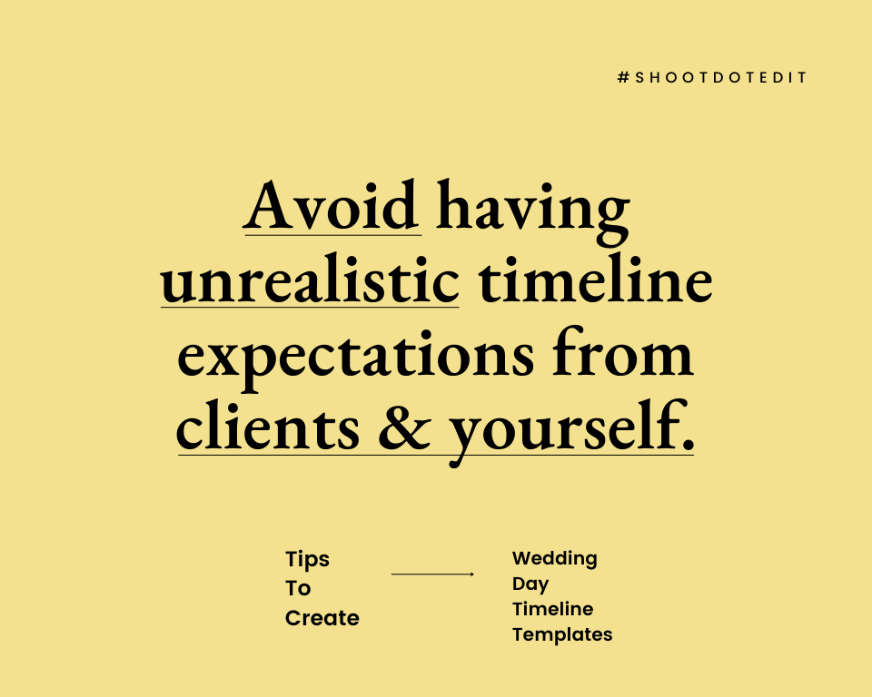 Infographic stating avoid having unrealistic timeline expectations from clients & yourself