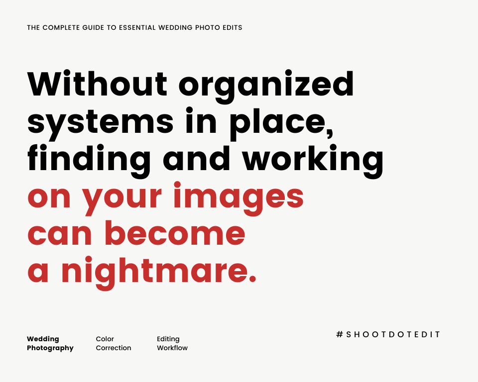 infographic stating without organized systems in place, finding and working on your images can become a nightmare.