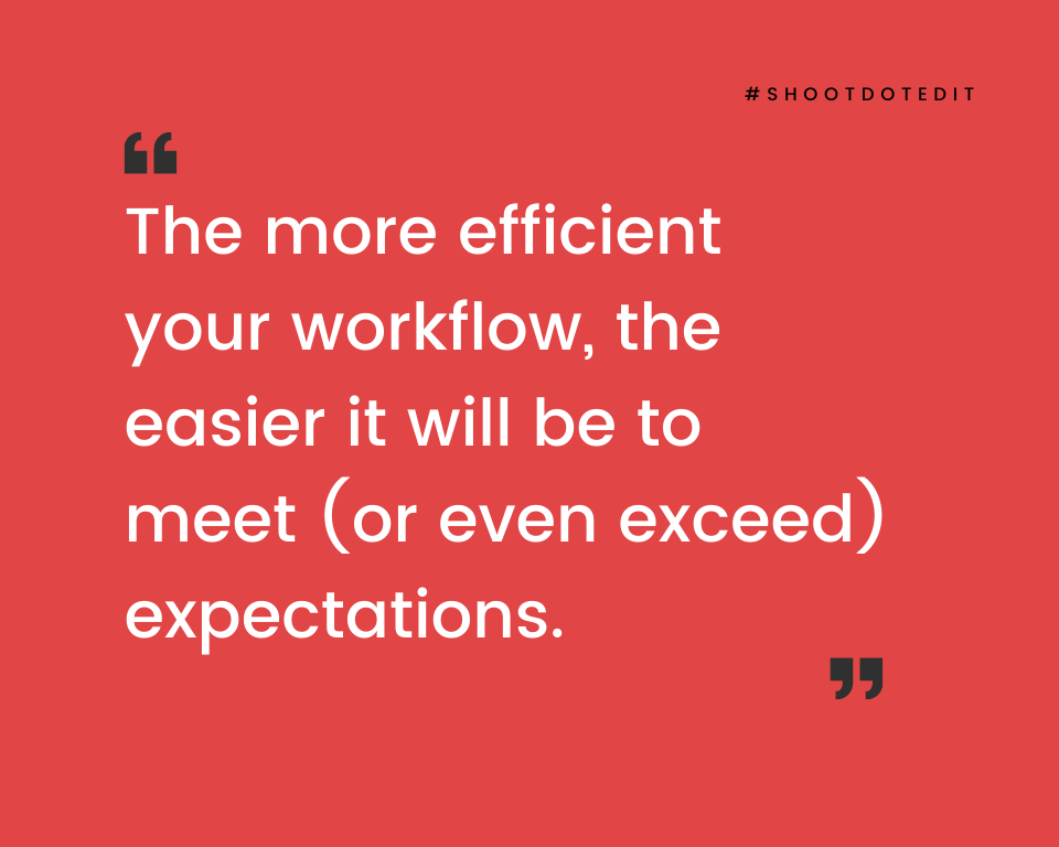 infographic stating the more efficient your workflow, the easier it will be to meet (or even exceed) expectations