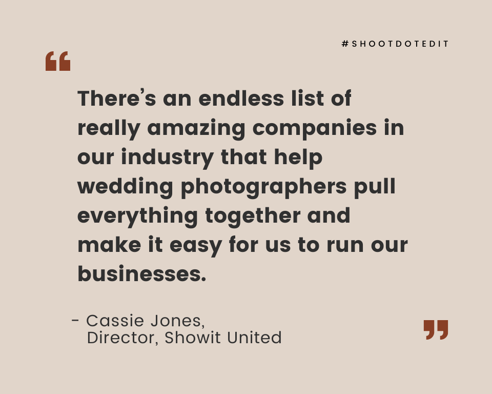 Infographic stating there’s an endless list of really amazing companies in our industry that help wedding photographers pull everything together and make it easy for us to run our businesses