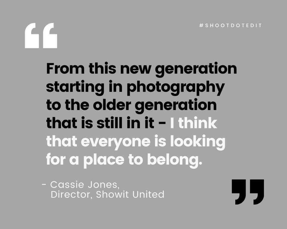 Infographic stating from this new generation starting in photography to the older generation that is still in it - I think that everyone is looking for a place to belong