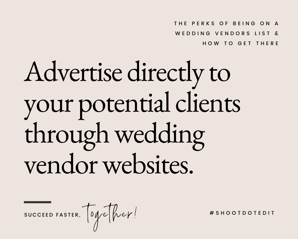 infographic stating advertise directly to your potential clients through wedding vendor websites