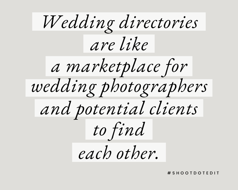 infographic stating a wedding directory is like a marketplace for wedding photographers and potential clients to find each other