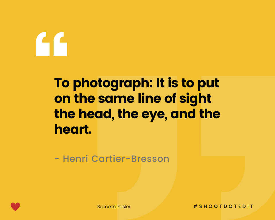 Infographic stating to photograph: It is to put on the same line of sight the head, the eye, and the heart