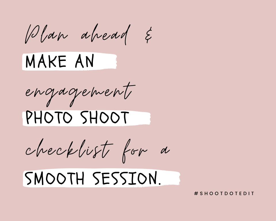 infographic blog banner plan ahead & make an engagement photo shoot checklist for a smooth session