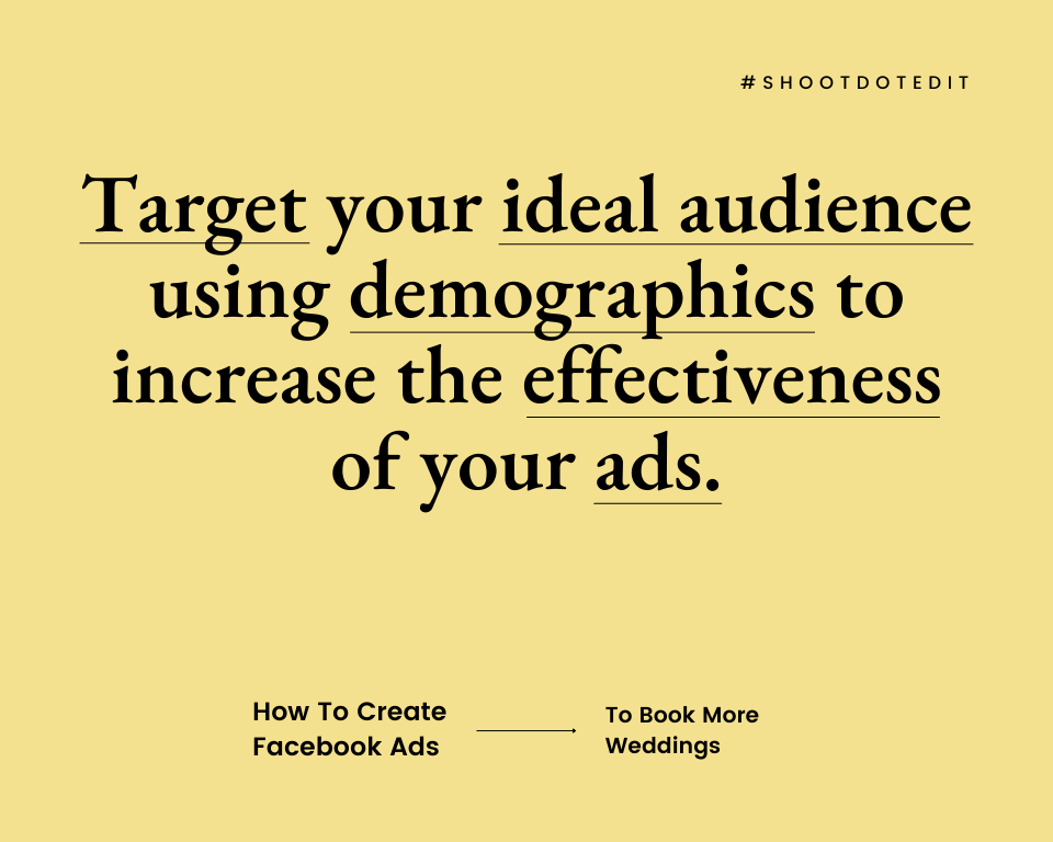 infographic stating target your ideal audience using demographics to increase the effectiveness of your ads