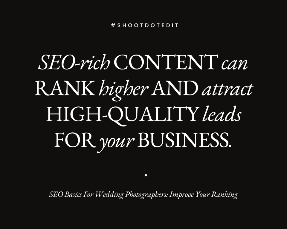 infographic stating SEO-rich content can rank higher and attract high-quality leads for your business