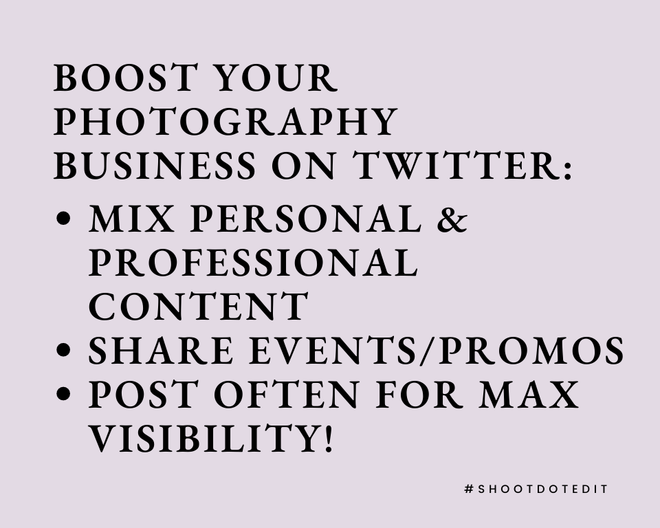 infographic stating boost your photography business on Twitter