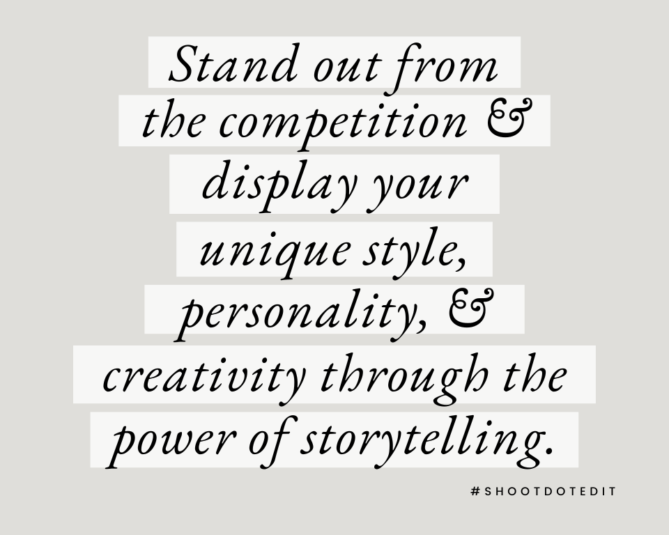 infographic stating stand out from the competition and display your unique style personality and creativity through the power of storytelling