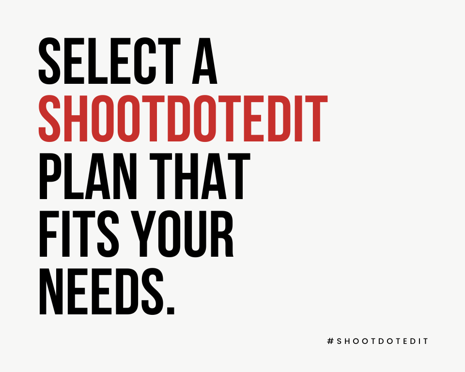 infographic stating select a ShootDotEdit plan that fits your needs