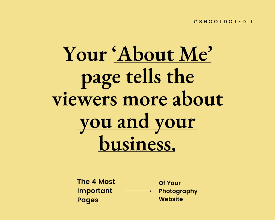 infographic stating your ‘about me’ page tells the viewers more about you and your business