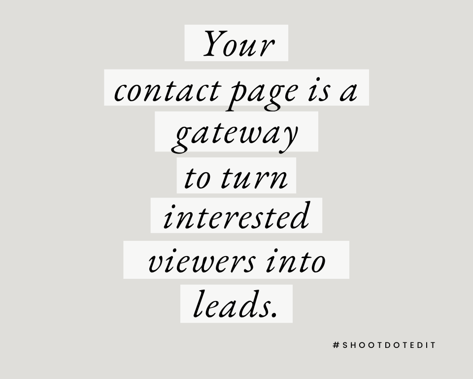 infographic stating your contact page is a gateway to turn interested viewers into leads