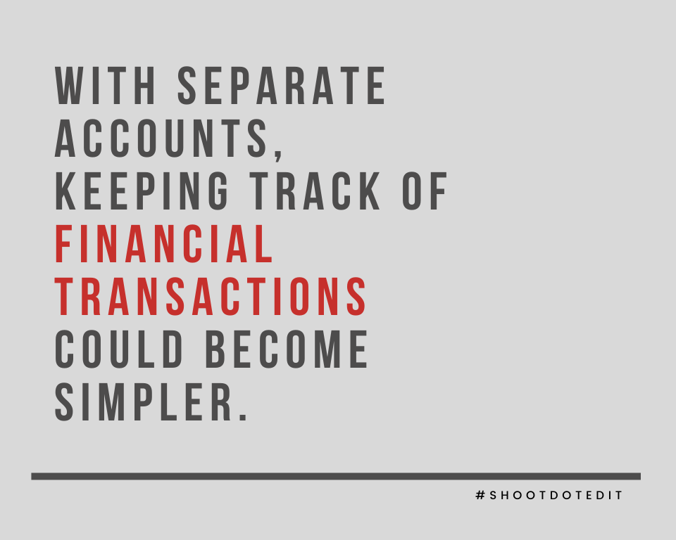 Infographic stating with separate accounts, keeping track of financial transactions could become simpler