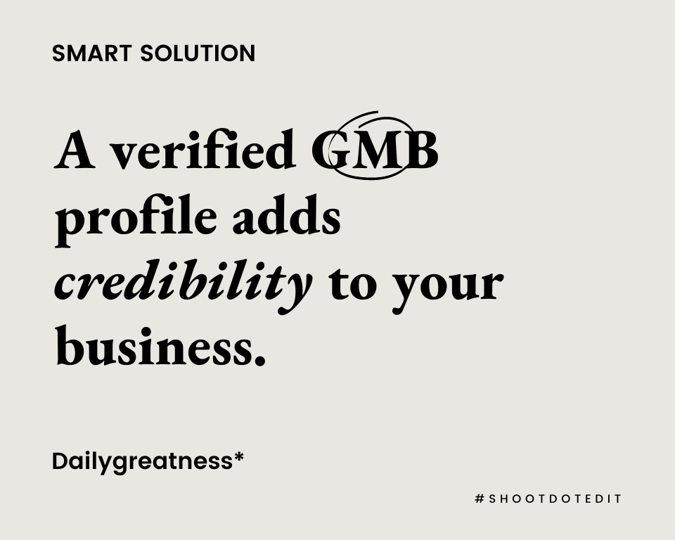 infographic stating a verified GMB profile adds credibility to your business