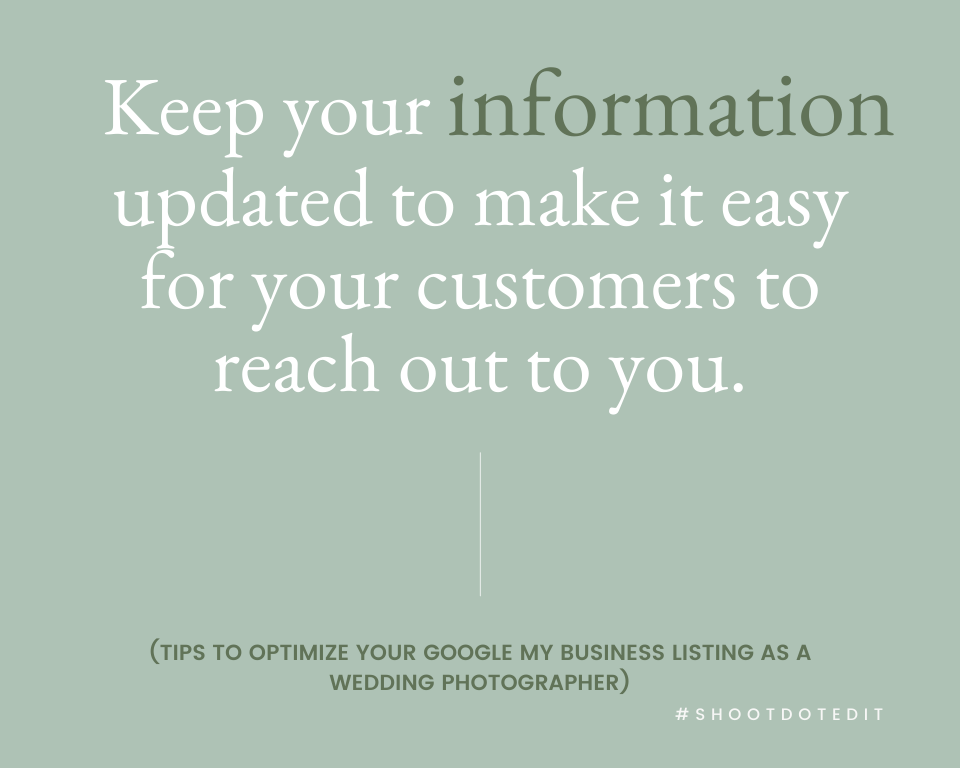 infographic stating keep your information updated to make it easy for your customers to reach out to you