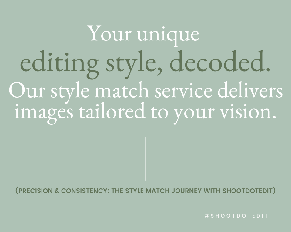 infographic stating our unique editing style decoded our style match service delivers images tailored to your vision