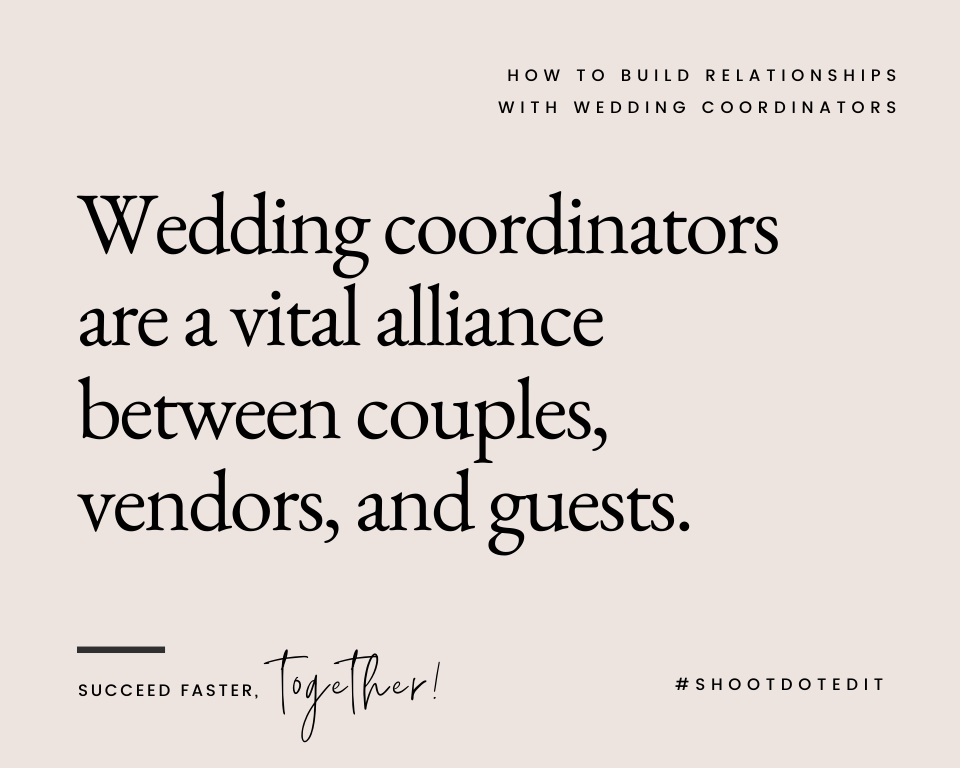 infographic stating wedding coordinators are a vital alliance between couples vendors and guests