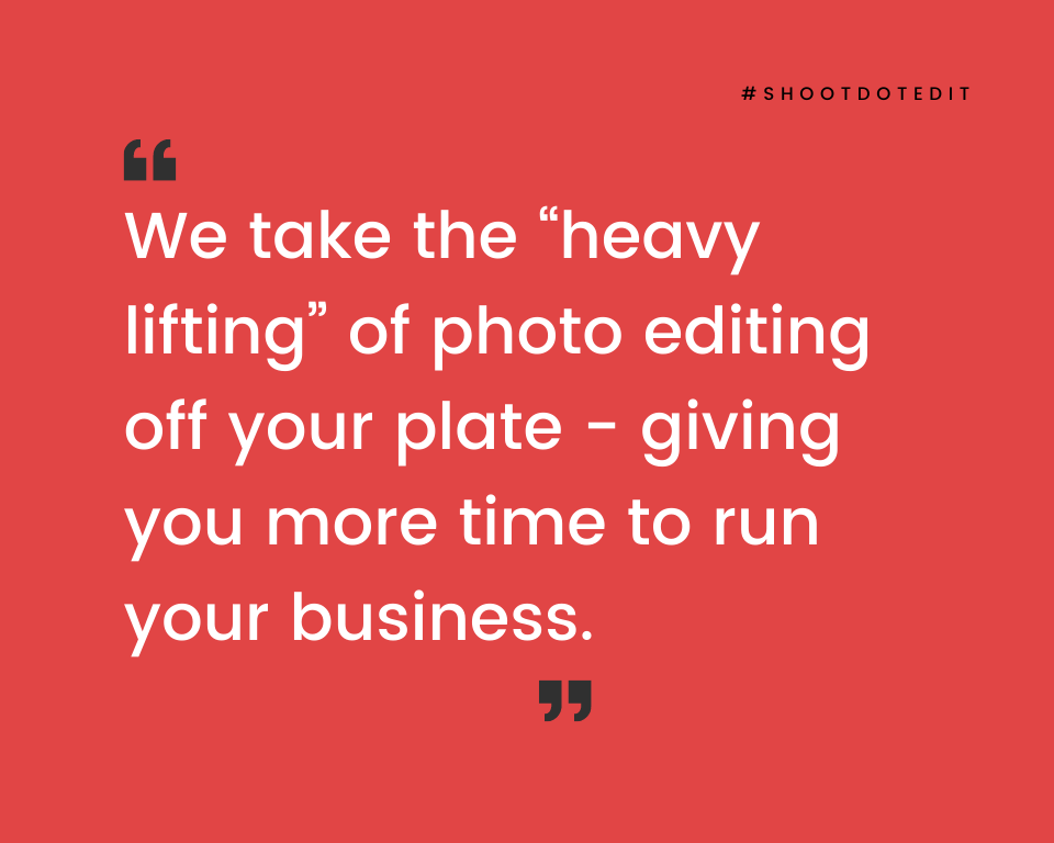 infographic stating we take the heavy lifting of photo editing off your plate giving you more time to run your business